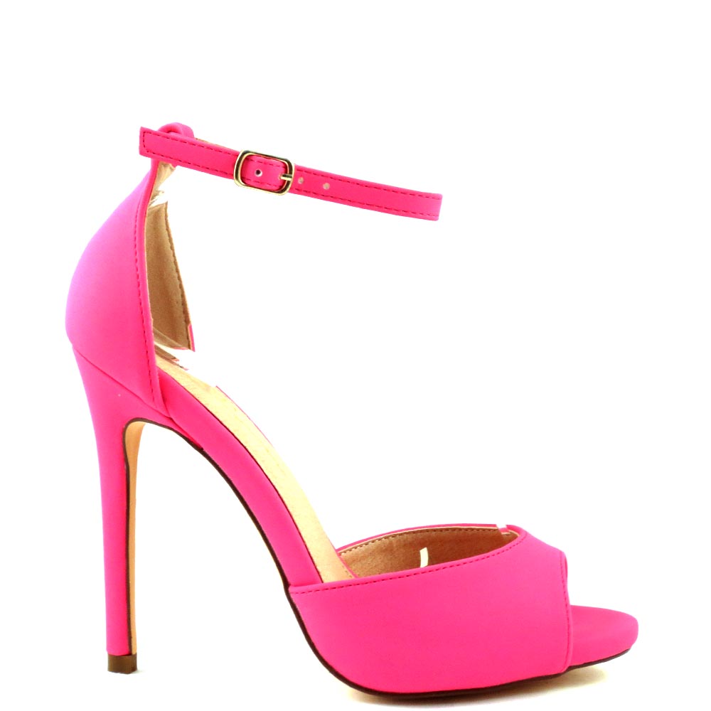 Olivia Jaymes Peep Toe Ankle Strap Buckle Detail Stiletto Heels Chloe 5.5 Pink